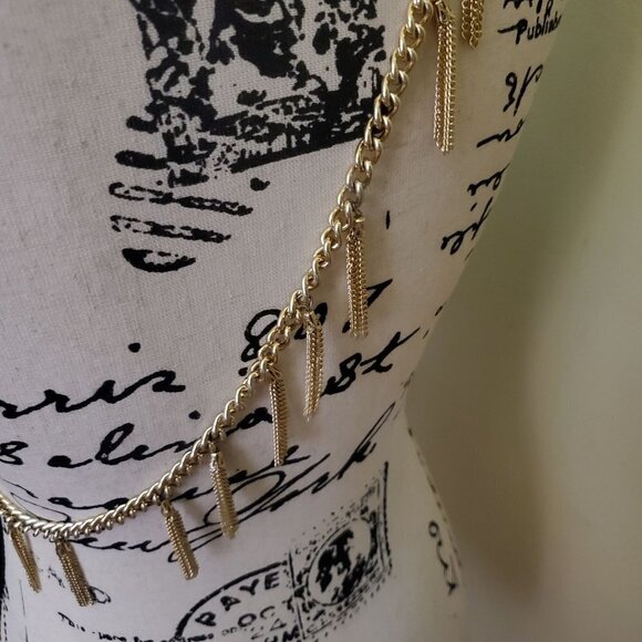 Vintage 80s Gold Chain Belt With Tassels One Size - Picture 1 of 3
